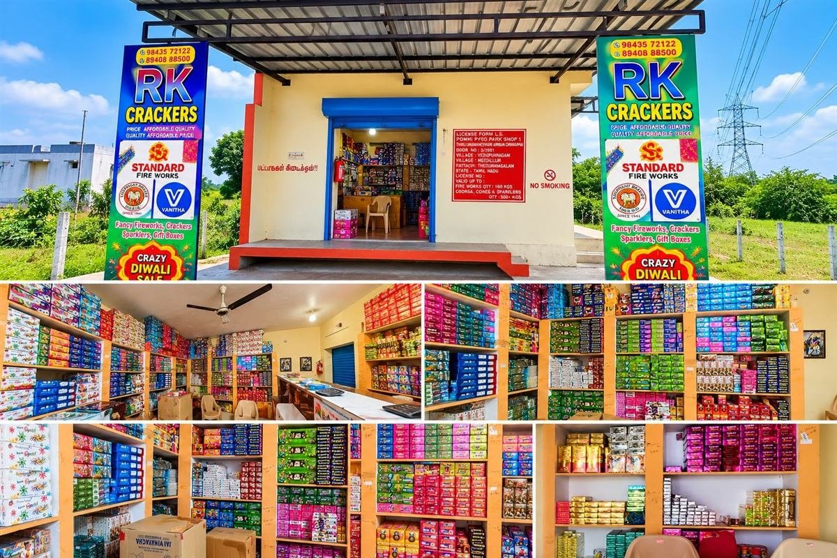 RK Crackers shop front and fully stocked shelves
